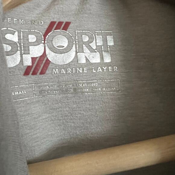 Marine Layer Kerri Quarter Zip Raglan Rainbow Stripe Trim Small Gray Wicking - Picture 6 of 7